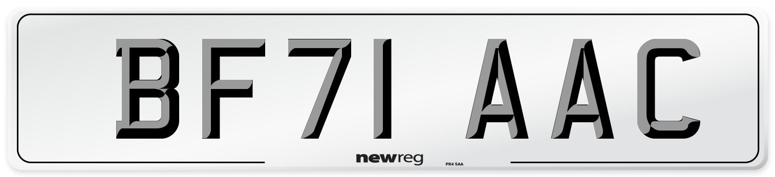 BF71 AAC Number Plate from New Reg